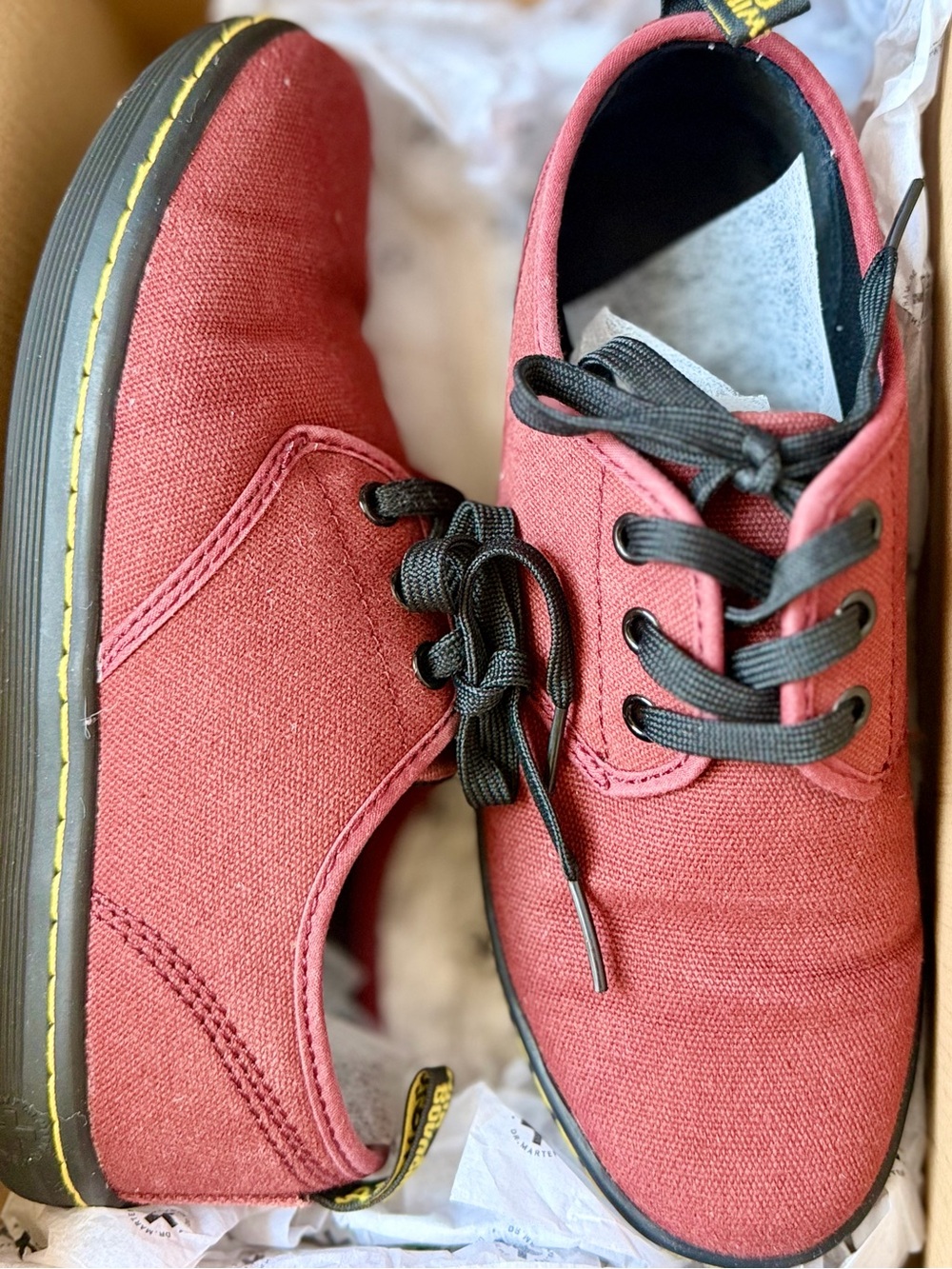 Dr. Martens Women's Burgundy Canvas Lace-Up Loafers
